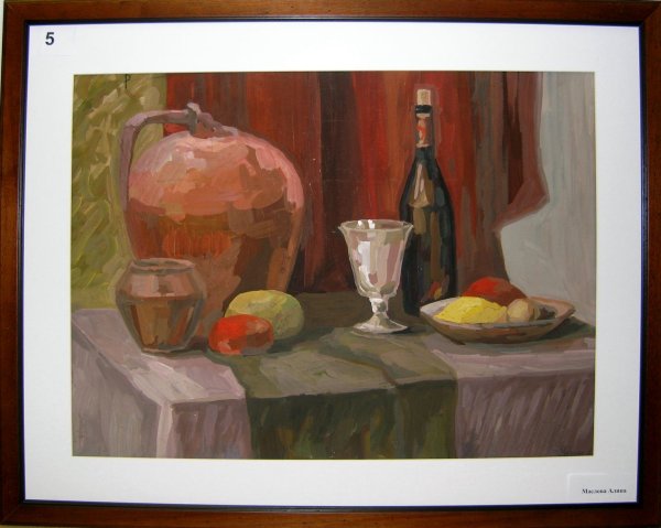 Академический натюрморт гуашью Строгановка