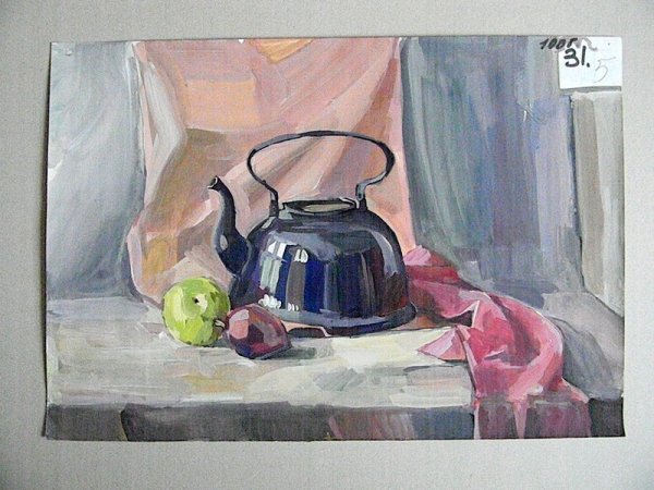 Академический натюрморт гуашью Строгановка