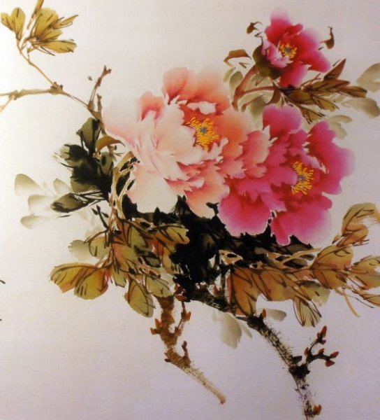 Китайская живопись гохуа пионы