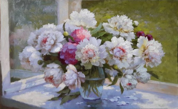 Гобелен "натюрморт с пионами"