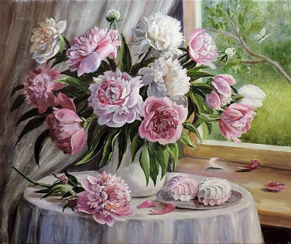 Михаил Сатаров пионы у окна