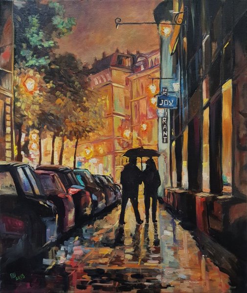 Ночной город живопись