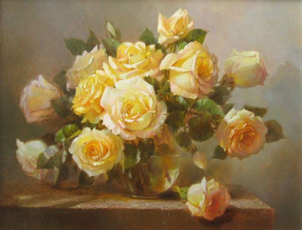 Чайные розы в живописи