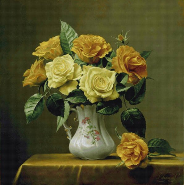 Желтые розы живопись