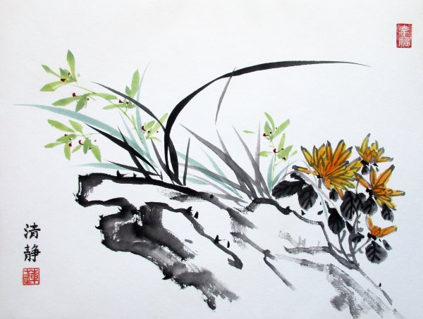 Китайская живопись гохуа Лилия