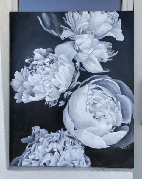 Пионы черно белые