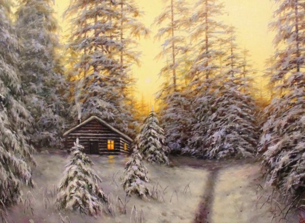 Избушка в лесу живопись