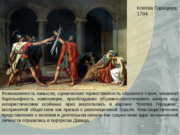 Жак-Луи Давид "клятва горациев". Классицизм