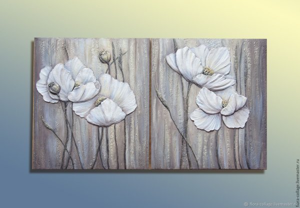 Цветы текстурной пастой