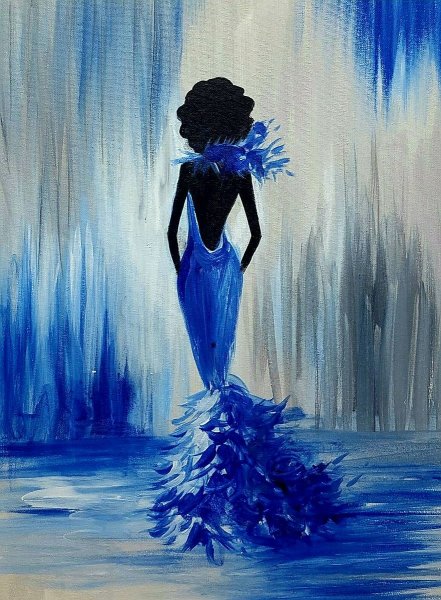 Картина девушка в синнм платке