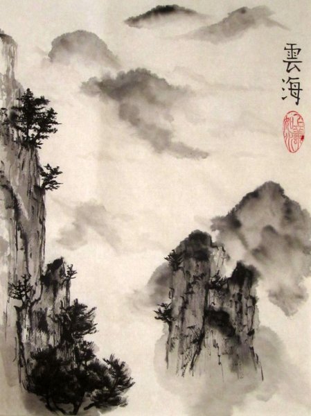 Китай гохуа горы