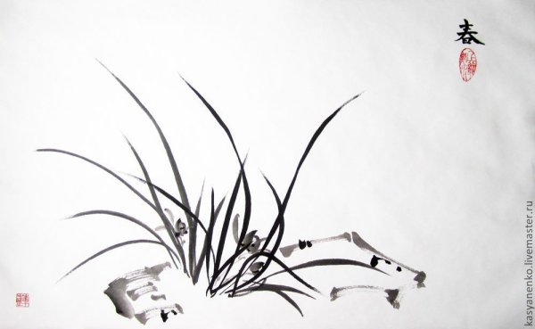 Елена Касьяненко китайская живопись Орхидея
