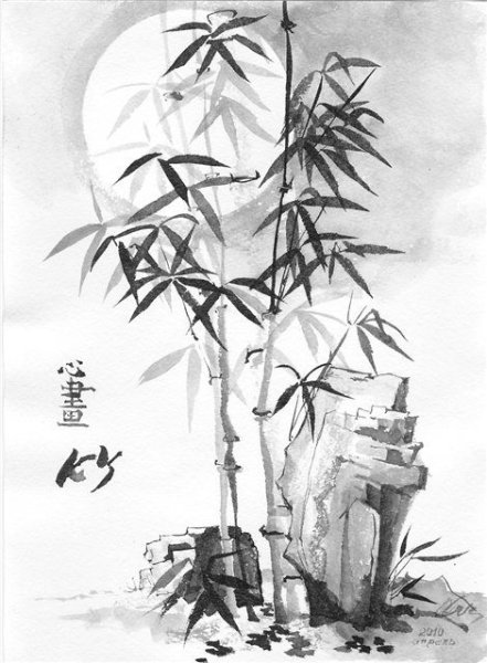 Китайская живопись тушью бамбук