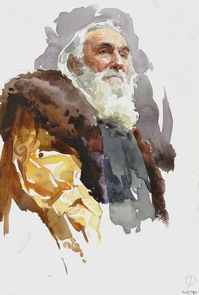 Этюд головы человека гризайль