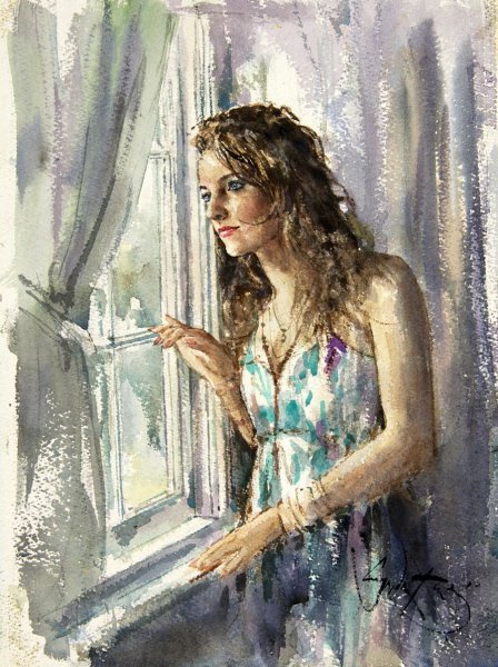 Гордон Кинг акварель женщина