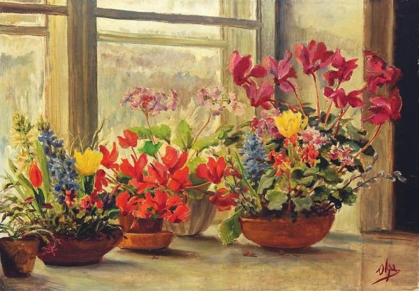 Цветочная акварели Великой княгини Ольги Александровны Романовой.