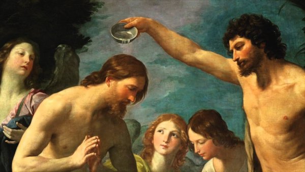 Андреа Верроккьо и Леонардо да Винчи крещение Христа