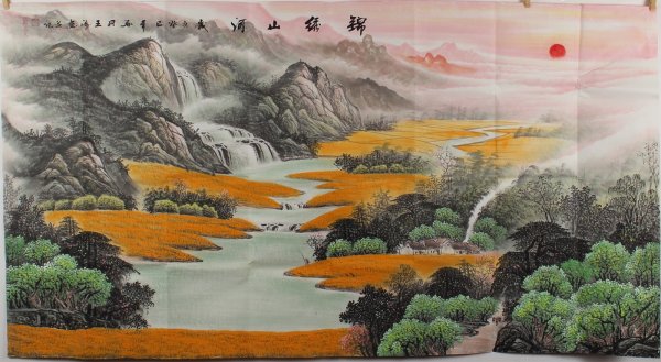 Японская живопись горный пейзаж Сансуй