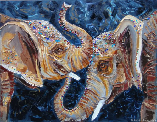 Слоны в живописи маслом