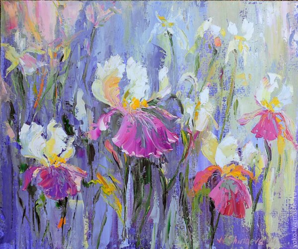 Ирисы мастихином Наталья Ширяева