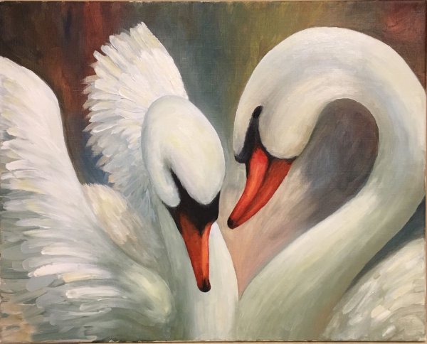 Лебедь акрилом