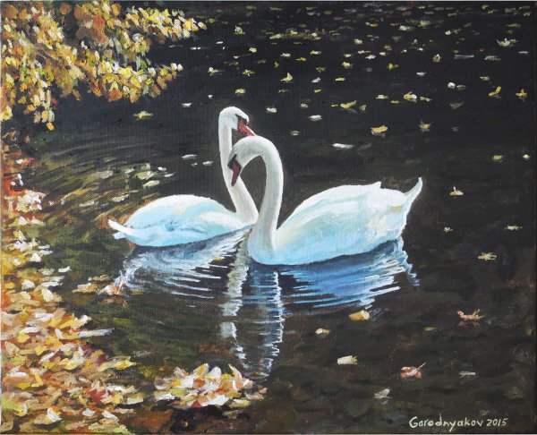 Лебедь акрилом