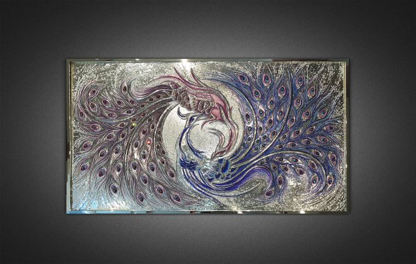 Перо павлина текстурной пастой