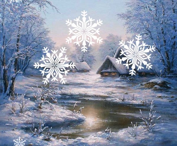 Новогодние снежинки живопись