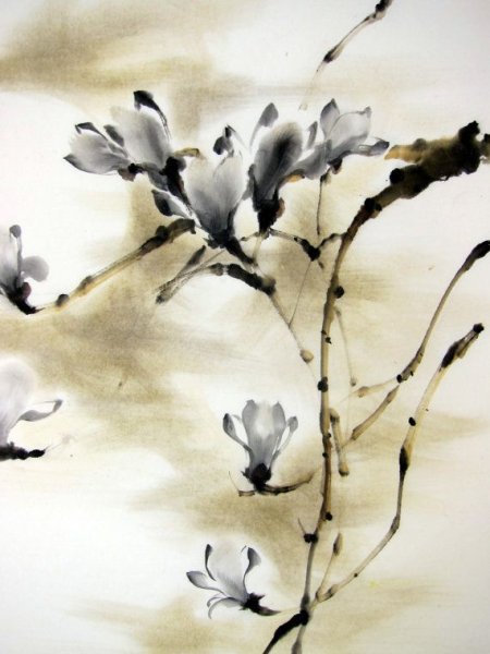 Суйбокуга японская живопись Магнолия