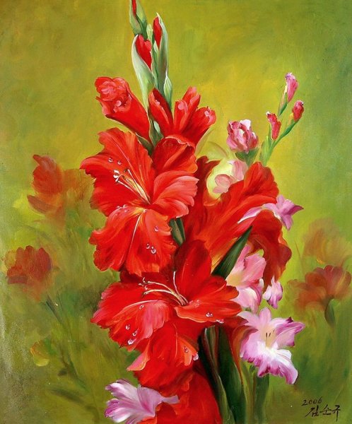 Гладиолусы пастелью