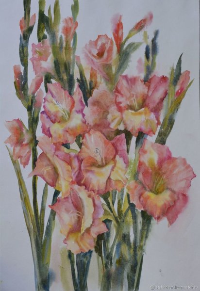 Белорусский художник Юрий Ярош букет гладиолусов