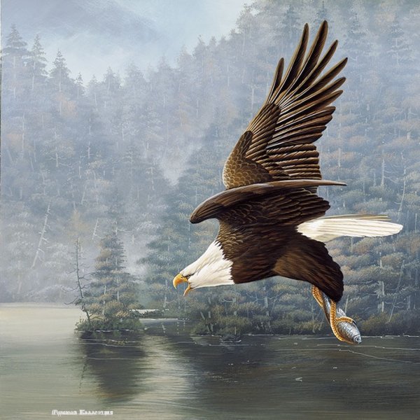 Орел в полете живопись