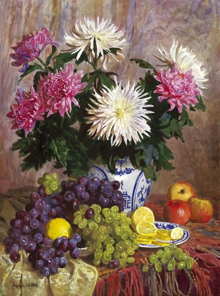 Сергей Андрияка пионы акварелью