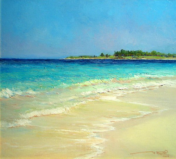 Песчаный пляж живопись