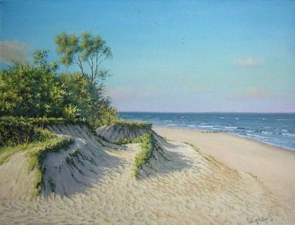 Живопись море берег песок