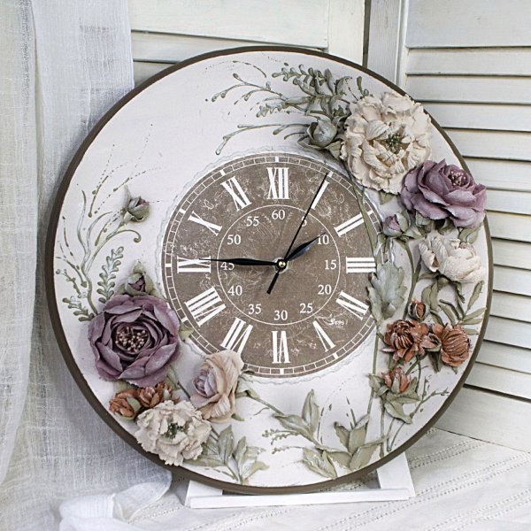 Часы настенные декупаж розы