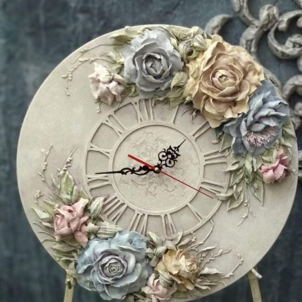 Декупаж часы деревянные настенные