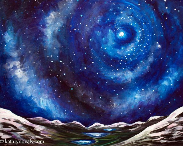 Ночной пейзаж акварелью