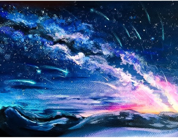 Ночное небо акварелью