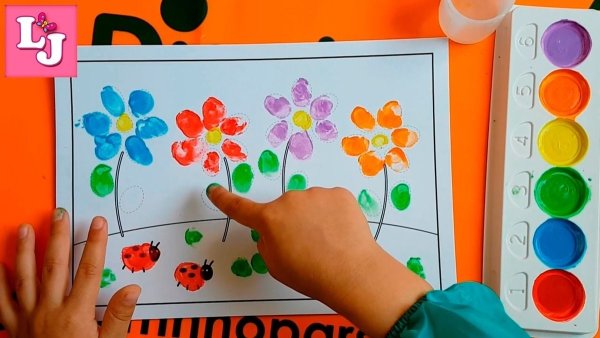 Рисование пальцем на бумаге красками