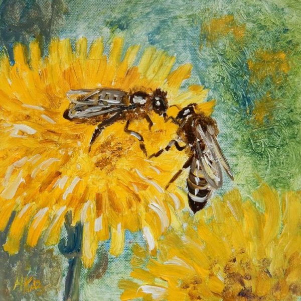 Пчела в живописи маслом