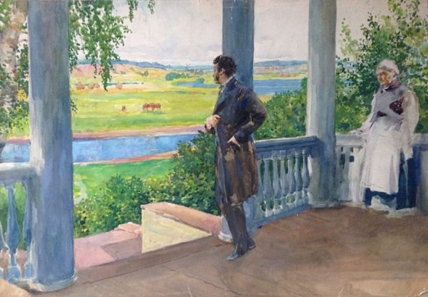 Пушкин и няня в Михайловском