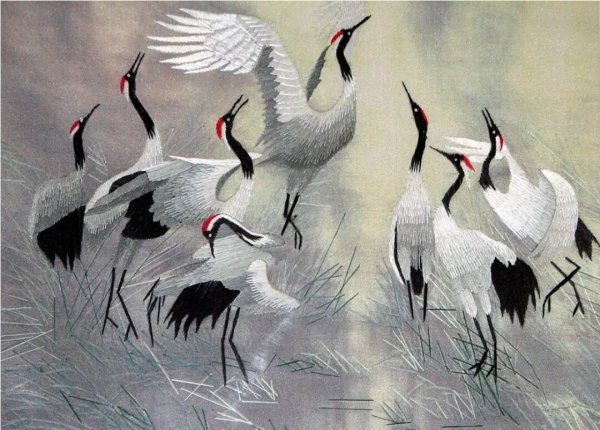 Китайская живопись Журавли и Цапли