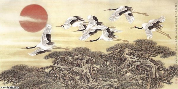 Китайская традиционная живопись журавль