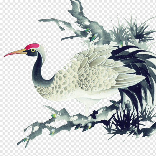 Китайская живопись Журавли и Цапли