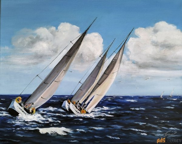 Море яхты регата живопись