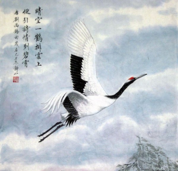Журавл живопись Япония