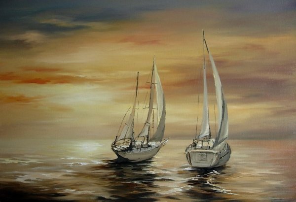 Море яхты живопись