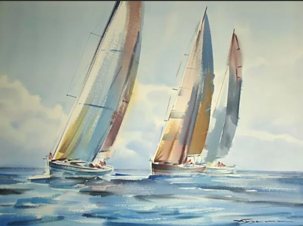 Константин Кузема акварель яхты