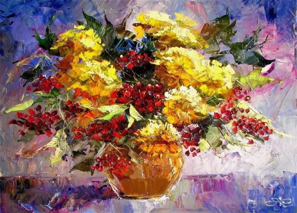 Осенний букет живопись маслом